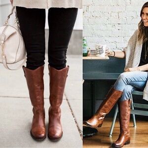 Frye Brown Melissa Button Leather Boots, women’s 6